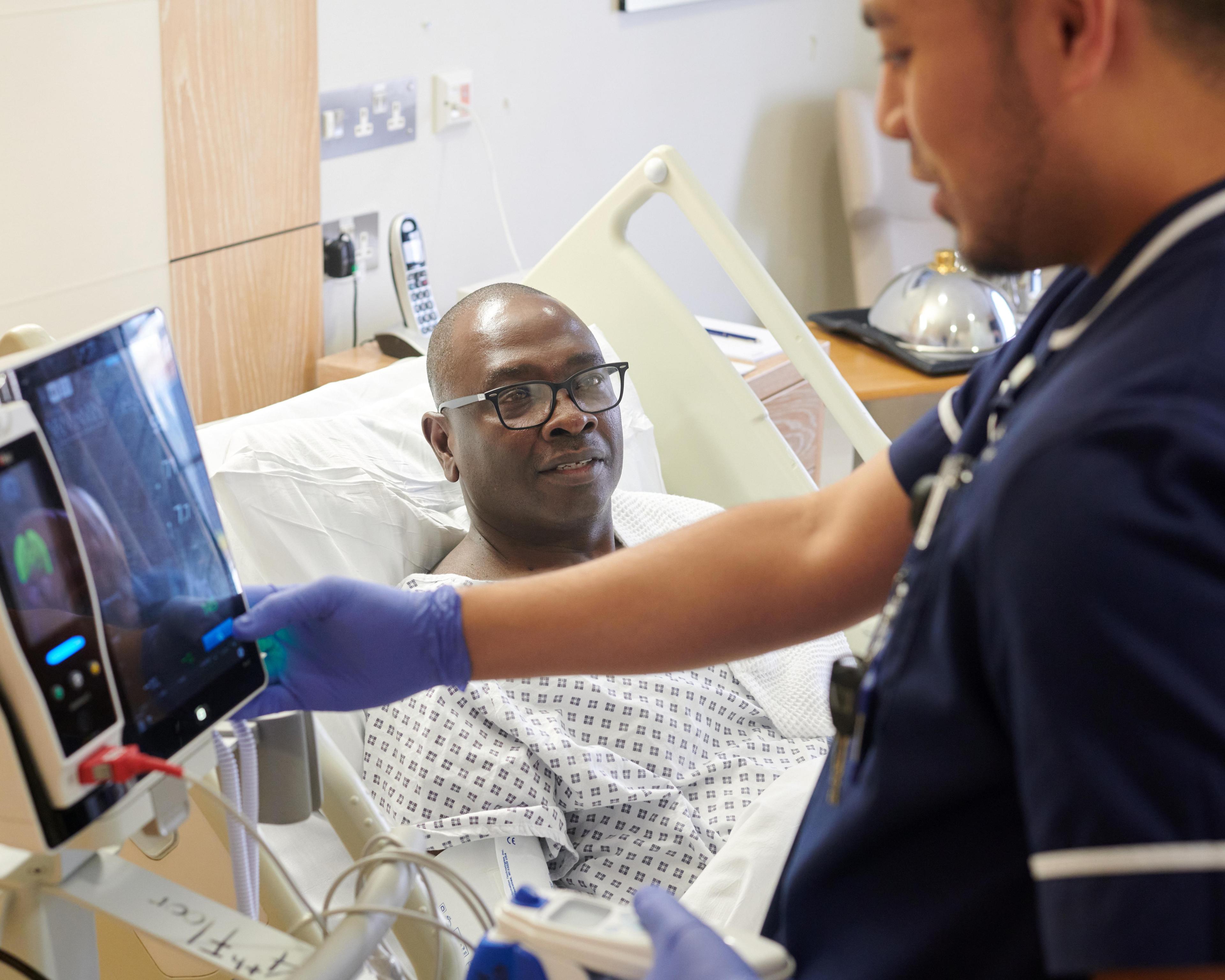 Male patient in bed