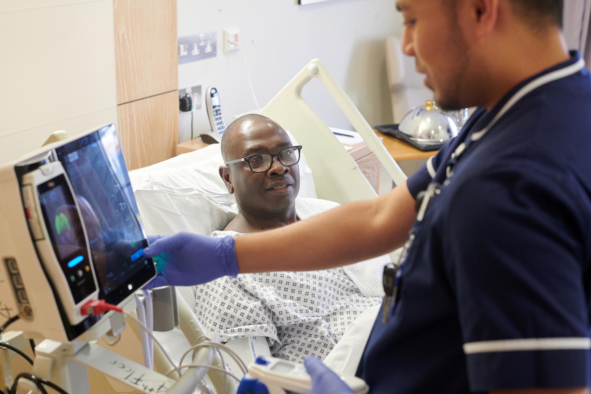 Male patient in bed