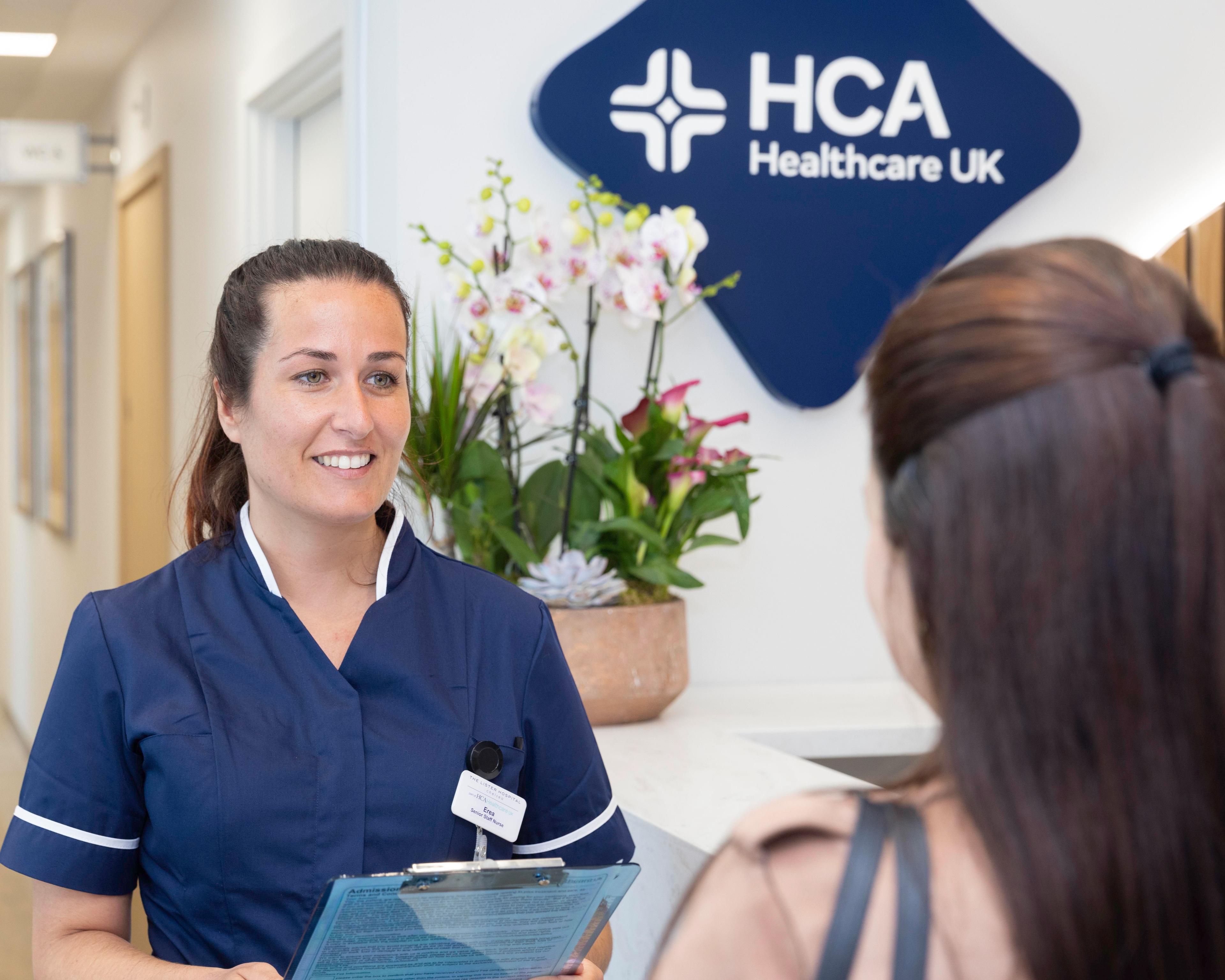 Nurse greeting patient