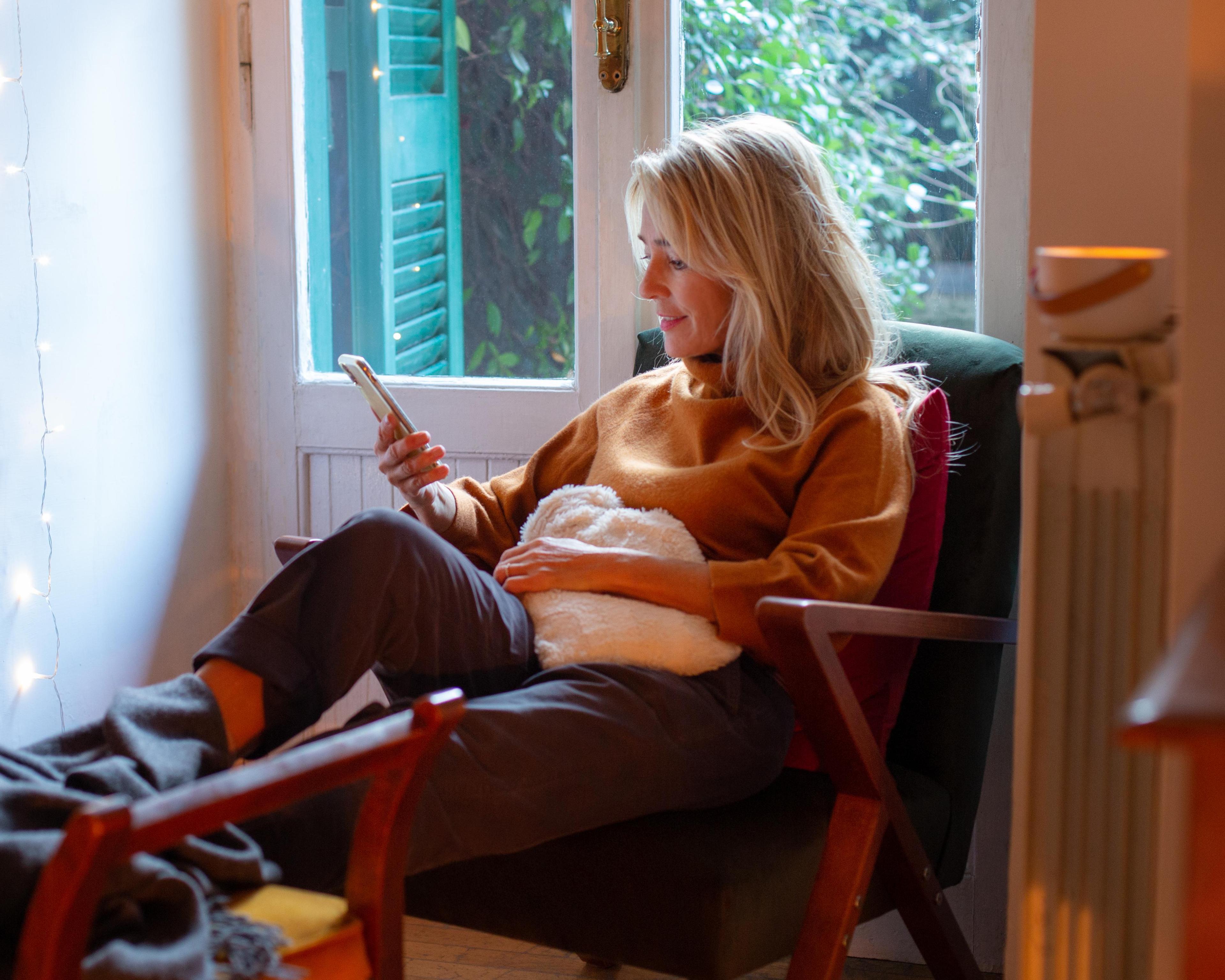 Womens Health at home with water bottle